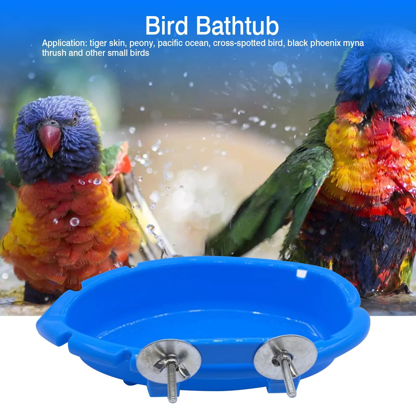 Plastic Bird Water Bath Box Feeder Bathtub Parrot For Parakeet Bird Pet Cage Hanging Bowl Parakeet Birdbath Hanging Accessory