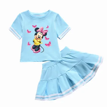 

Minnie Mickey Girls T-shirt Skirt Suit Baby Girl Clothing Sets Fashion Kids Princess Cotton Short Sleeve T shirts Clothes Set