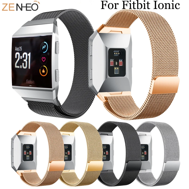 

For Fitbit Ionic Stainless Steel Metal Strap Milanese Loop Quick release Mesh Wrist fashion Watch Band