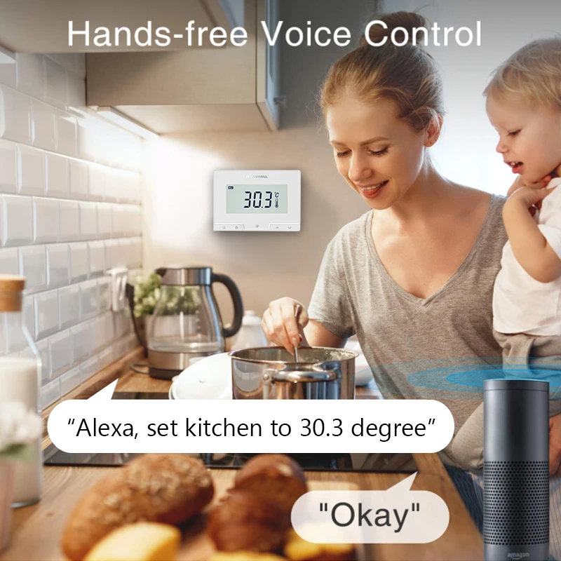 Online El controlador de temperatura del termostato inteligente SASWE TUYA WIFI para la caldera de Gas el termostato inalámbrico de la habitación funciona con Alexa Google Home