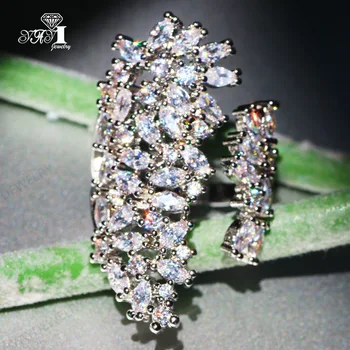 

YaYI Jewelry Princess Cut 20 CT White Zircon Silver Color Engagement Rings wedding Heart Rings Girls Party Rings Gifts