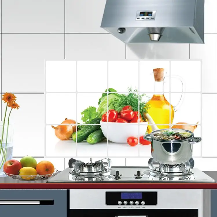 

Kitchen Oilproof Removable Wall Stickers Vinyl Wall Stickers Art Decor Home Decal Dining Hall Wallpapers DIY Wall Stickers