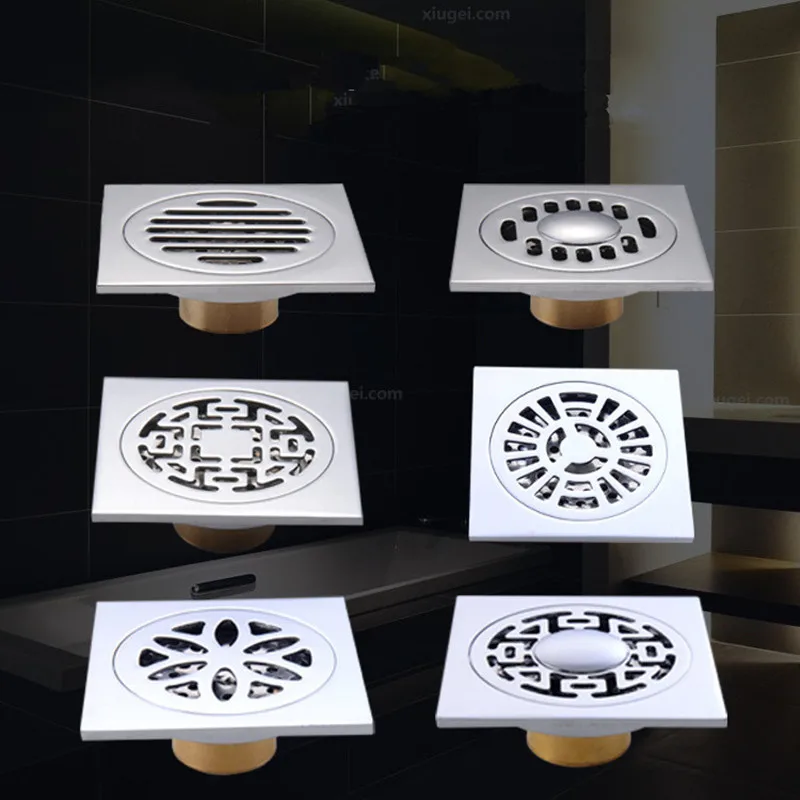 

Brass Drains Bathroom Sink Bathtub Accessories Square Style Floor Drainer Waste Bathroom Shower Drain