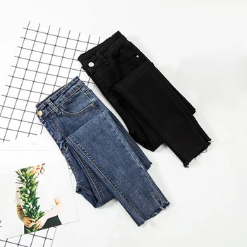 

Jeans Women Black Pants High Waist Denim Women Pants High Elastic Skinny Pencil Stretch Women Pants Plus Size S-XL