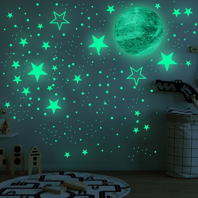 30CM Mars Glow in the Dark Stickers Home Decor Bedroom Fluorescent Wall  Mural Decals Modern Kids