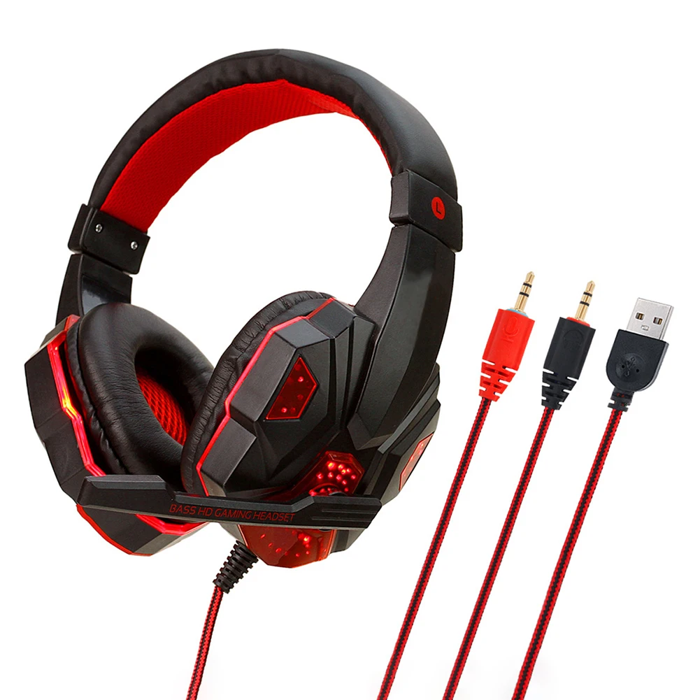 PC Gamer Headset 3 5mm USB Computer Headset Headphone with Microphone LED Light Stereo Headset For PS4 Laptop Gamer