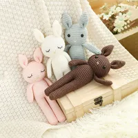 New Handmade Kawaii Rabbit Crochet Wool Doll Animal Stuffed Plush Toy Soothing Baby Sleeping PillowToys For Kids Birthday Gifts 2
