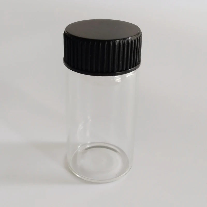 25 мл бутылка пустая стеклянная бутылка с черной крышкой стеклянные флаконы 30*60 мм пластиковая винтовая крышка конфетная банка сухие товары домашняя бутылка для хранения