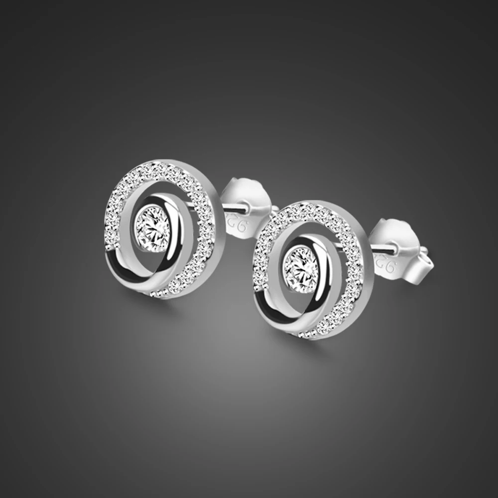 

Fashion dazzling zirconium circular earrings 100% 925 sterling silver Stud earrings for women & girls jewelry birthday gift