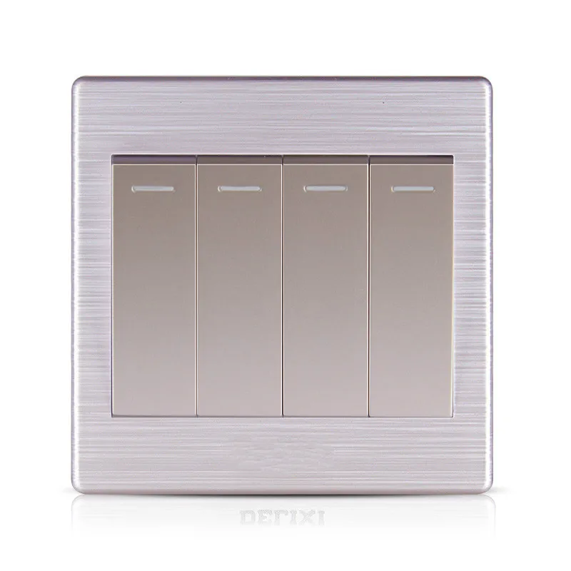 

Switch Simple fashion texture installed panel aluminum brushed purple four open double control switch socket