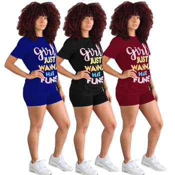 

fashion letters printing leisure pants suit women set 2 piece outfits