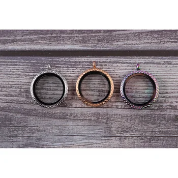 

5pcs Round Fish Scale Pattern Magnetic Glass Floating Locket Stainless Steel Charms Liveing Memory Box Sweet DIY Gift