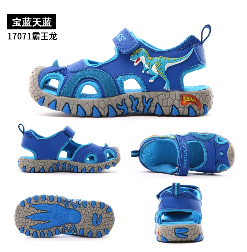 DINO T-Rex LED Summer Sandals 3-8Y Boys Little Kids Light Up Leather Closed Toe Children Outdoor Sports Beach Shoes Anti-Slip girl princess shoes