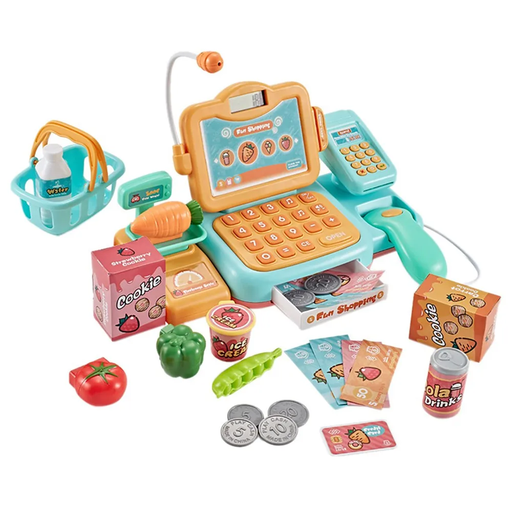 Simulated Supermarket Checkout Cashier Cash Register Toy Kids Pretend Play Toys Cash Register Electronic Toys for Children