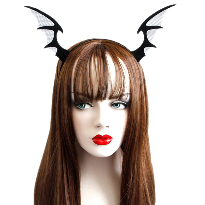 Женские модные повязки для волос кружевная, с летучей мышью крылья вуаль черная маска на глаза для Хэллоуина вечерние головные уборы аксессуары для волос