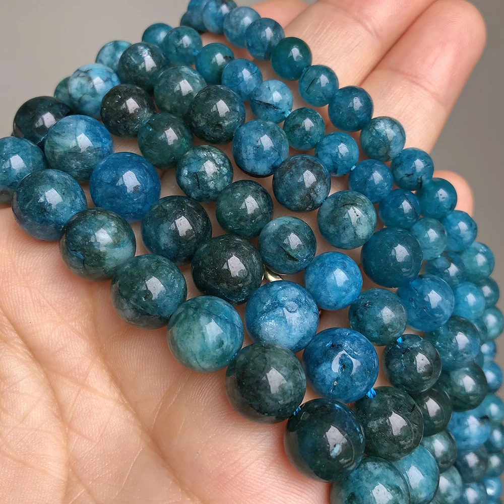 Round Blue Sand Gemstone Beads Loose Spacer Bead DIY Jewelry Findings 6 Sizes 