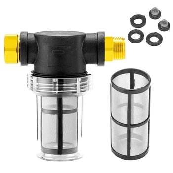 

Sediment Filter Attachment Garden Hose Inlet Pressure Washer for Outdoor Gardening Water (100 Mesh Screen) + Extra 100Mesh Filte
