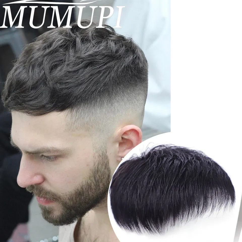 MUMUPI short natural male wigs for men synthetic hair crew cut hair style for young man balding sparse hair