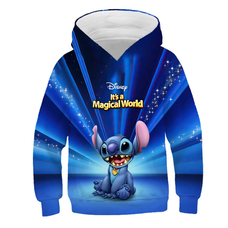 2022 Spring and Autumn Street Dance Disney Men's Girls Fully Printed 3D Stitch Hoodie Sweatshirt Trendy Streetwear Boys Hoodie kids sweatshirts