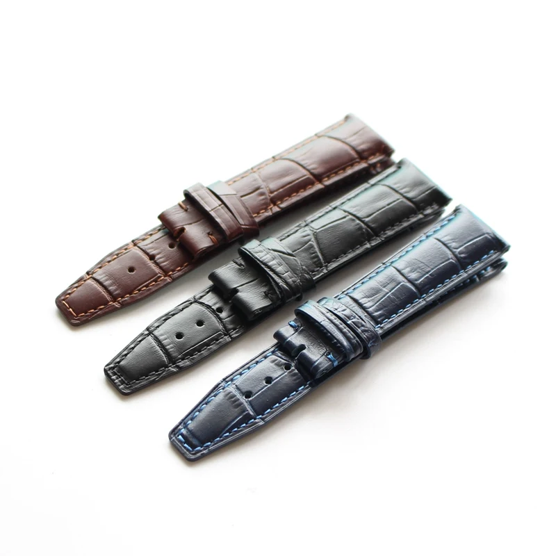 

Leather Watch Band Analog Watch Genuine Leather Crocodile Pattern Cowhide 20/22MM Watch Strap mechanical watches leather band