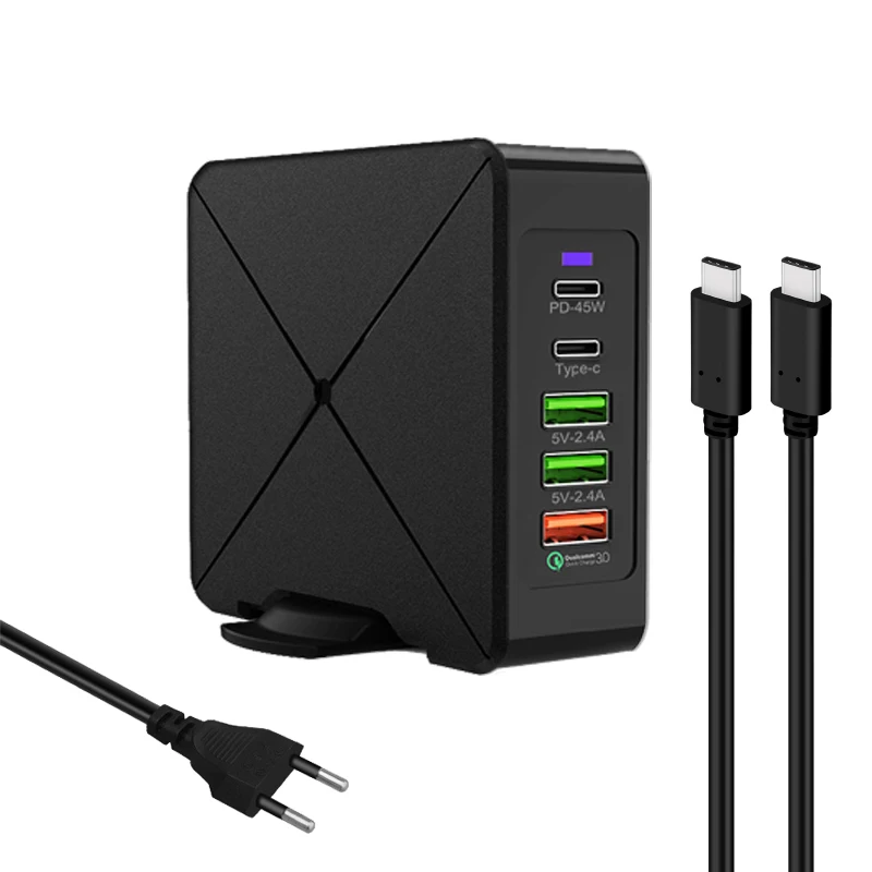 EU Plug - usb cable 75 Вт PD type C USB быстрое зарядное устройство 45 Вт для MacBook Matebook ноутбук адаптер питания быстрая зарядка QC3.0 18 Вт для iPhone Планшет iPad Pro - Цвет: EU Plug - usb cable