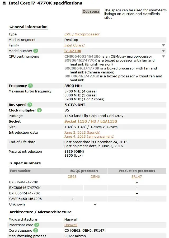 Intel Core i7 4770K SR147 3,5 ГГц 84 Вт LGA 1150 четырехъядерный процессор Intel I7-4770K настольный процессор протестированный рабочий