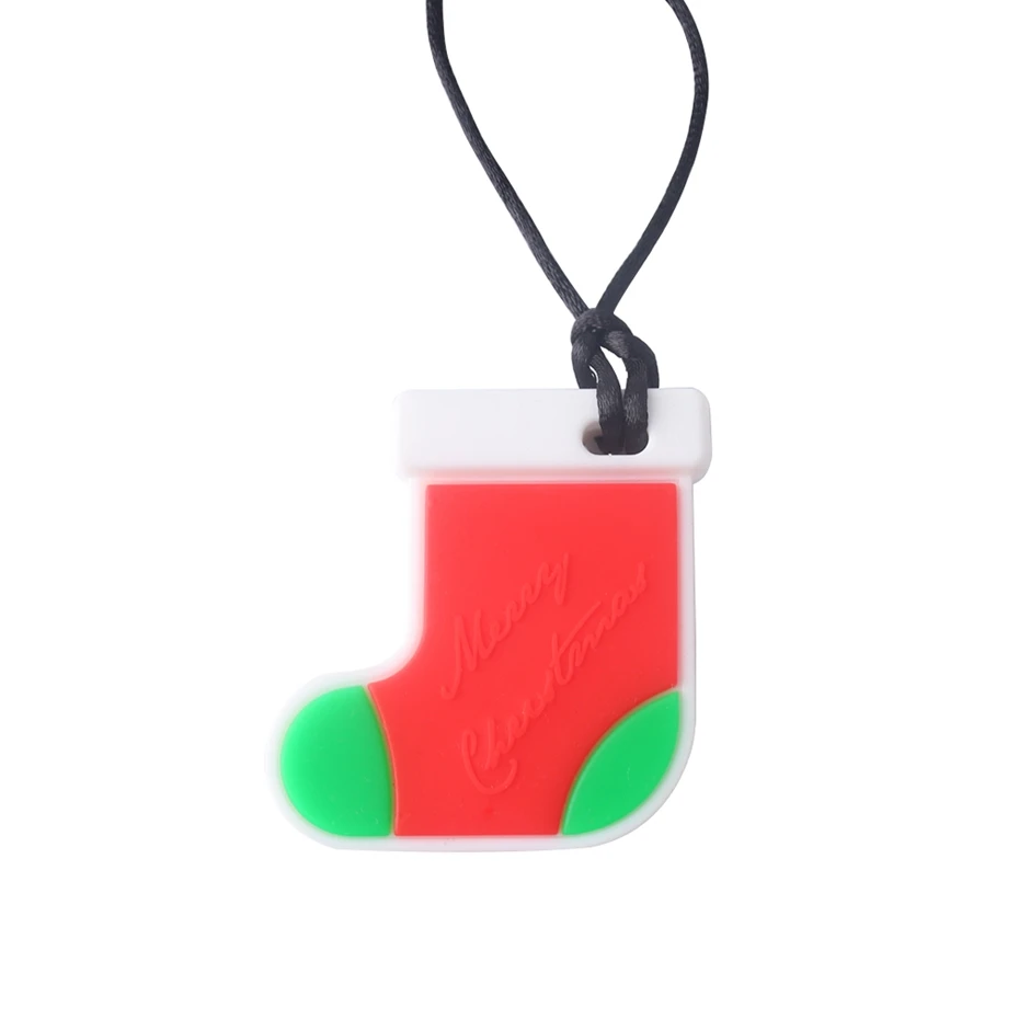 Christmas boots Давайте сделаем силиконовый прорезыватель, рождественская елка, Пряничный человек, ожерелье для кормления, Снежная еда, класс, сделай сам, Прорезыватель для зубов, игрушки для малышей, Прорезыватель для зубов - Цвет: Christmas boots