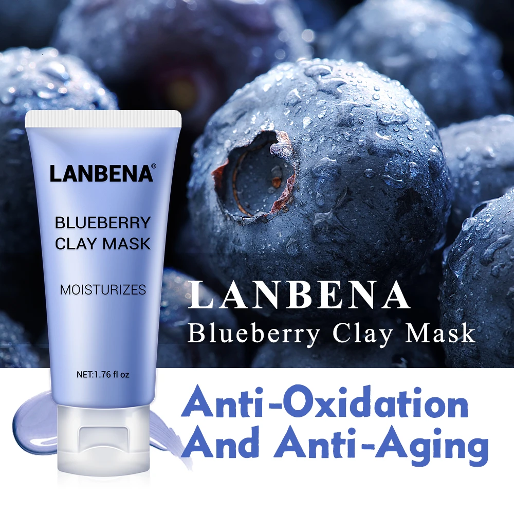 LANBENA Черничная глина маска для лица Освежающая Антивозрастная Глубокая очистка удаляет жир сужает поры питательный осветительный уход за кожей