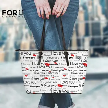 

FORUDESIGNS Elegant Female Shoulder Bags Big Art Letters Love Design Pattern Handbags Women Shopping Bags Travel-bags Whoelsales