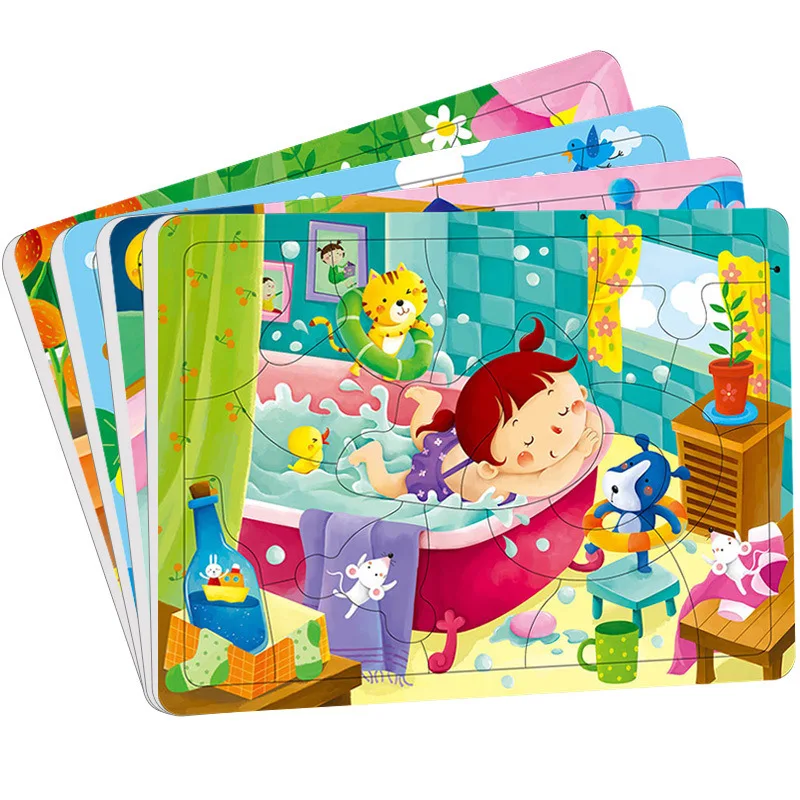 

Small Red Flowers 3-4-6 Years Old Baby Jigsaw Puzzle Children Educational Game Make-up Observation Mindfulness Training