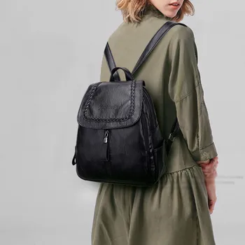 

Women Backpacks Solid Color Zipper Shoulder Bag Backpack for Teenagers Girls Laptop Backpacks Patchwork Backpack New