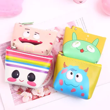 

Cartoon Mini Cute Animal Eye Purse Coin Holder Wallet Money Bags Coin Key Card Wallet Zipper PU Stereo Zero Wallet Purses