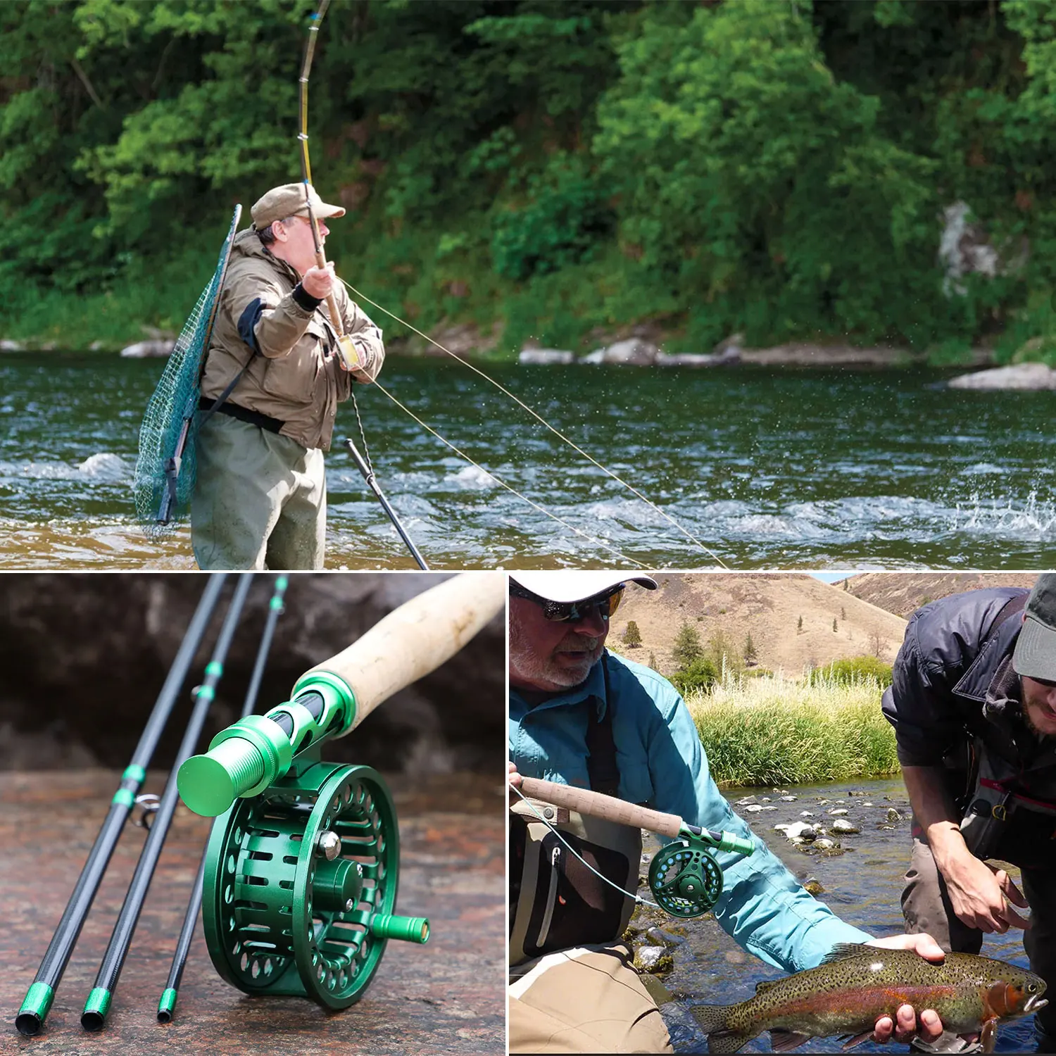 Sougayialng 2.7M #5/6 Fly Fishing Rod Combo Carbon Fiber Ultralight Weight Fly Fishing Rod and Fly Reel Gold/green Combo Pesca Sougayialng 2.7M #5/6 Fly Fishing Rod Combo Carbon Fiber Ultralight Weight Fly Fishing Rod and Fly Reel Gold/green Combo Pesca