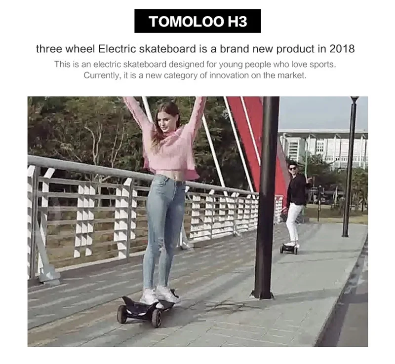 Tomolloo Electric Longboard Skateboard Electric Scooters With APPBluetooth Speaker 6 Inch 36V 250W 3 Wheel Electric Scooter     (36)