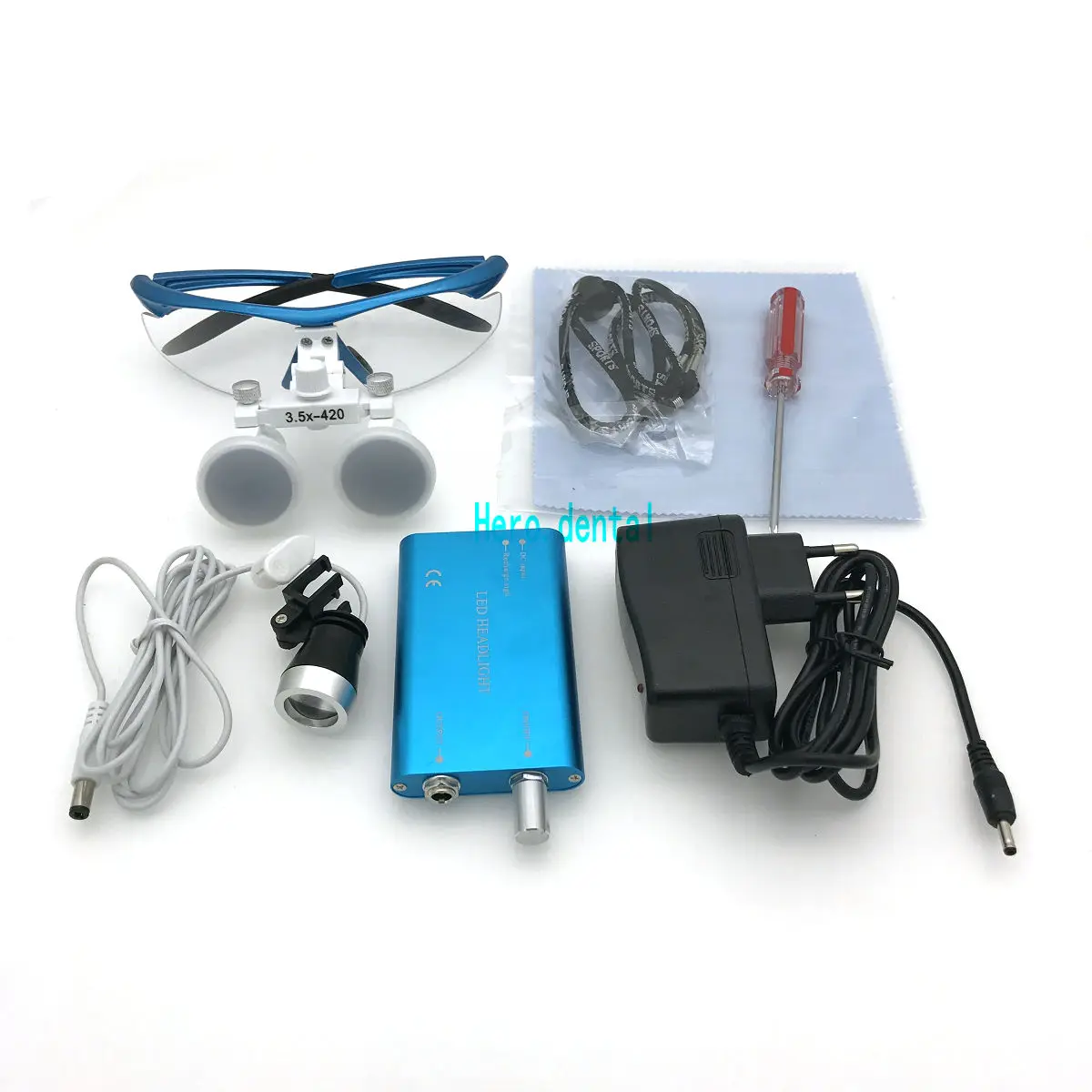 CE Passed Dental Loupes With Light 3.5X420mm Surgical Binocular Glasses Magnifier with LED Headlight