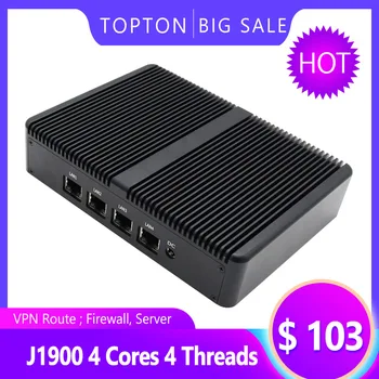 

TOPTON Mini PC with 8GB RAM 64GB SSD, 4 Intel LAN Port, VGA, 3 USB Port, celeron j1900 Processor Quad core 2 GHz Fanless Mini PC