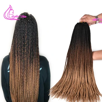 

Refined Crochet braids 24 inch box braid 22 Roots/pack Ombre Synthetic Braiding Hair extension Low Temperature Fiber Hair braid