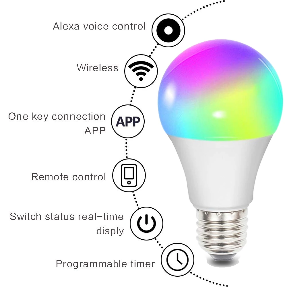  Smart bulb wifi smart light E27 led lamp smart GU10 wifi light LED bulb Alexa goole E14 B22 home RG - 4000437521441