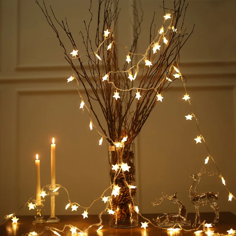 Теплый белый свет 6 М 1,5 3M светодиодный строка светильник s звезды Волшебная гирлянда светильник для рождества праздника свадьбы украшения AA Батарея приведенный в действие