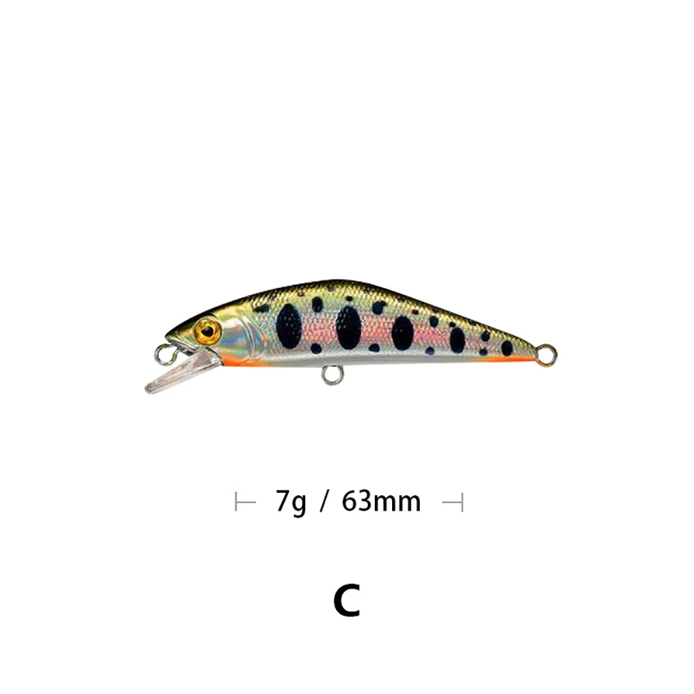Мизеса 6,3 см 5,3g 10-Цвета опускается на дно бионические приманки для рыбной ловли гольян приманки 3D глаза Искусственные приманки Пластик жесткая наживка Рыбная приманка вобблер - Цвет: C