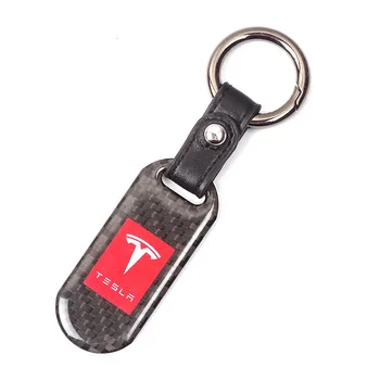 

1pcs Car styling Real carbon fiber Car Keychain Car Keyring For TESLA Model S Model 3 Model X Auto Accessories