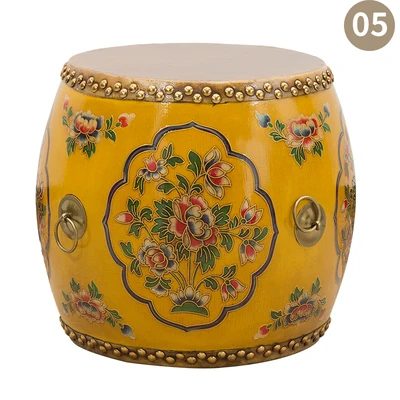 Барабанный стул из массива дерева новый китайский вышитый кожаный диван guzheng