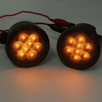 

2 X Front LED Turn Signal Lights with Smoke Lens for Jeep Wrangler JK 2007-2015