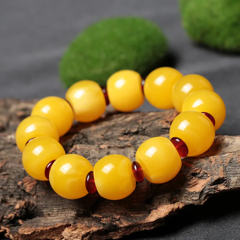 

Old Beeswax Bracelets Old Beeswax Ladies Bracelets Beeswax Bucket Beads Red Amber Beads Men's Bracelets Gift Men Yellow Bangle