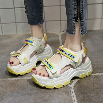 

2020 Women Platform Sandals Fashion Casual Shoes Woman INS Ulzzang Designers 5cm High Heels Wedges Chunky Sandal Comfortable