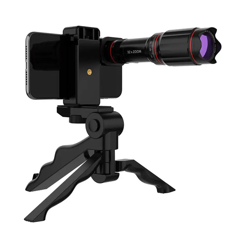 

Phone Lens Telephoto Universal Zoom External Black 4K 32X Telescope Lens Camera Lens Phone Lens for Phone
