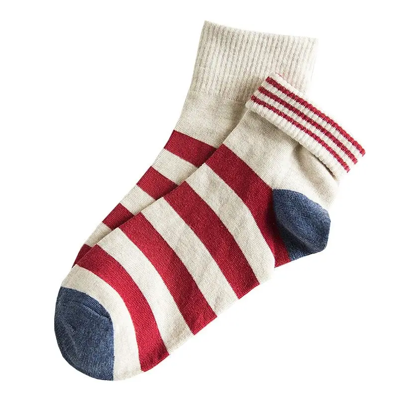 Осень-зима, новинка, женские носки средней длины, в полоску, из чистого хлопка, для отдыха, трендовые носки для колледжа