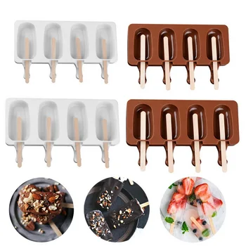 

Homemade Food Grade Silicone Ice Cream Molds 2 Size Ice lolly Moulds Freezer Ice cream bar Molds Maker With Popsicle Sticks