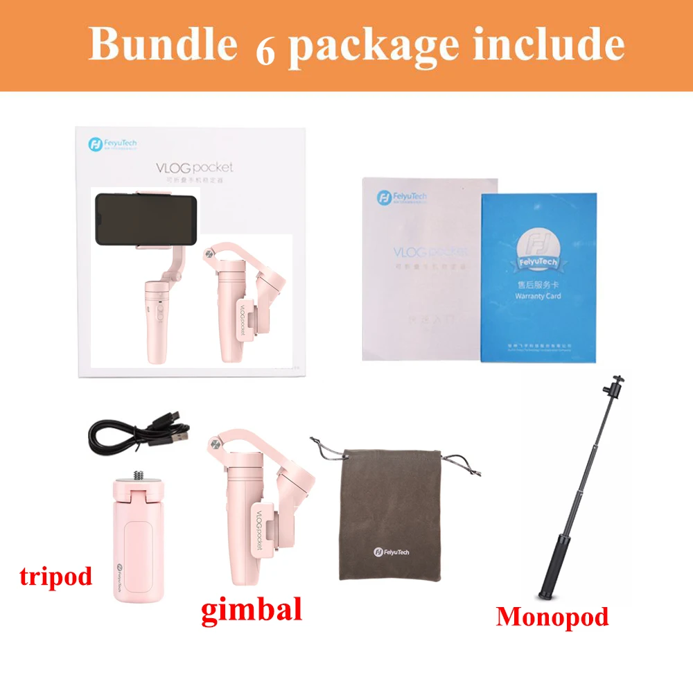 Vlog p Monopod Feiyutech Vlog Pocket Foldable Phone Gimbal 3-Axis Handle Gimbal Stabilizer For iPhone, Huawei, Samsung One Plus Smartphone - Цвет: Vlog p Monopod