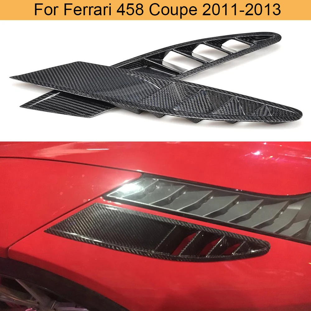Carbon Fiber Front Air Intake Vents Mesh Covers Case For Ferrari 458